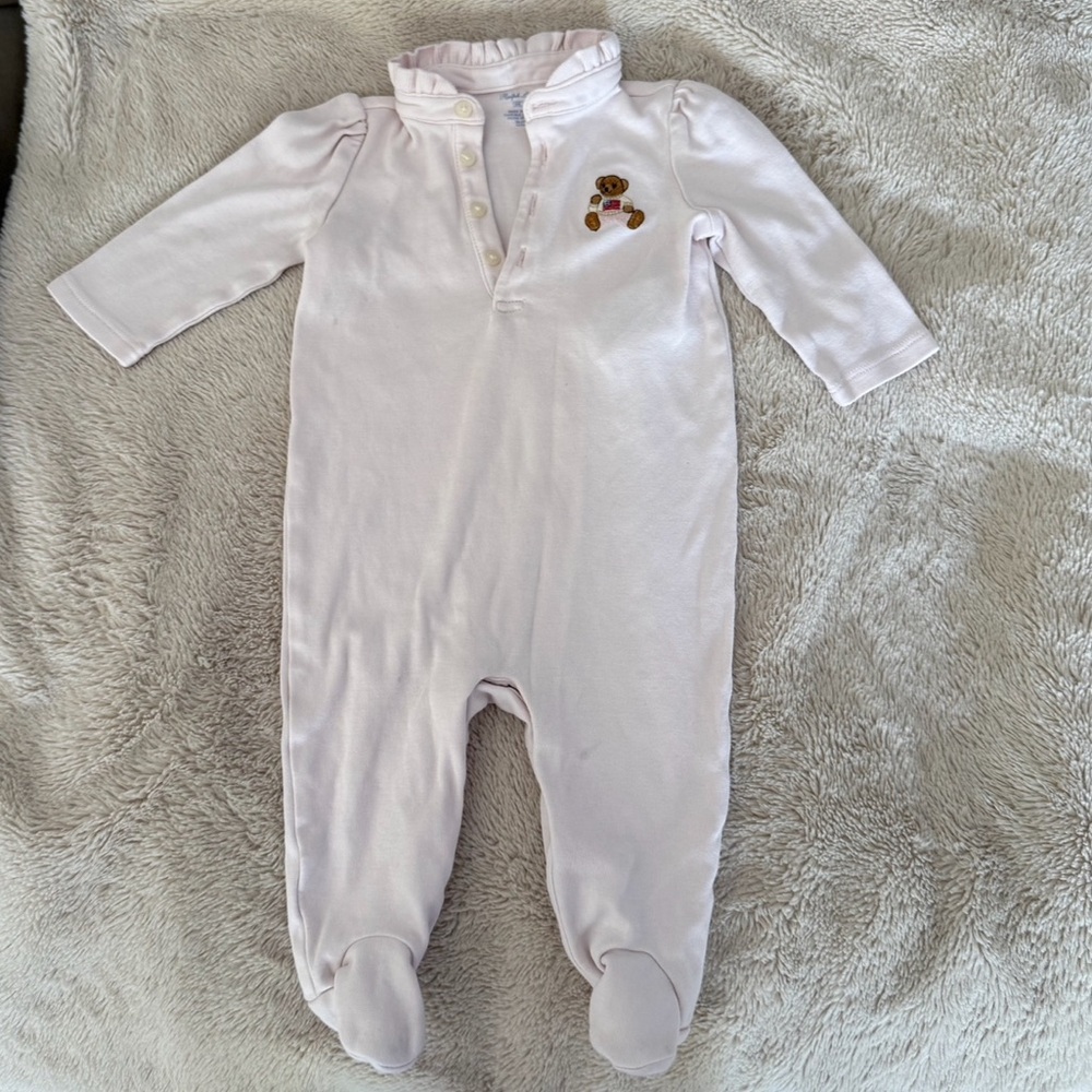 Ralph Lauren Pink Footie One Piece with Cozy Design